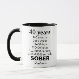 Cadeau personnalisé de Mug pour 40 ans de sobriété