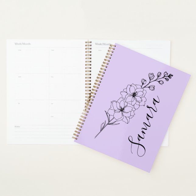 Cadeau personnalisé juillet Fleur de naissance Del (Devant avec enveloppe)