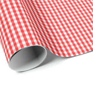 Cadeau Petit papier d'emballage de guingan rouge et blanc