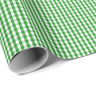 Cadeau Petit papier d'emballage de guingan vert et blanc