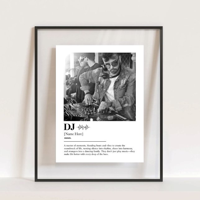 Cadeau photo de définition de dictionnaire de DJ p (Personalized DJ Dictionary Definition Photo Gift Acrylic Sign)