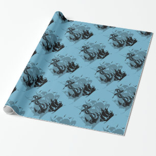 Cadeau Pirate Ship & Ancres Black Silhouette Papier 2