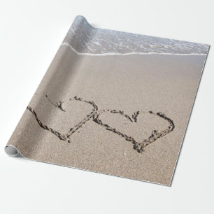 Cadeau Plage Enveloppement Papier Sable Coeurs Plage Mari