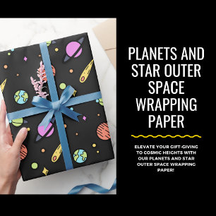 Cadeau Planètes et papier d'enveloppement spatial étoile