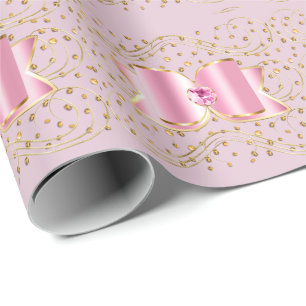 Cadeau Poies roses sur pierres d'or enveloppant du papier