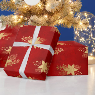 Cadeau Poinsettia d'hiver en papier d'aluminium rouge et 