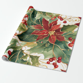 Cadeau poinsettias et papier d'emballage saint