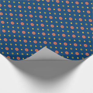 Cadeau Pois irrités sur papier d'enveloppement bleu marin