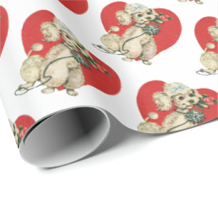 Cadeau Poodle vintage papier d'enveloppement de la Saint-