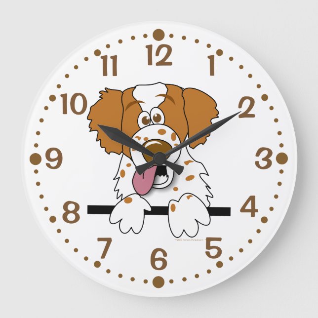 Cadeau pour Amoureux des chiens breton Horloge Car (Recto)