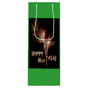 Cadeau Pour Bouteille Joyeux feu d'artifice VERT Vin Sac