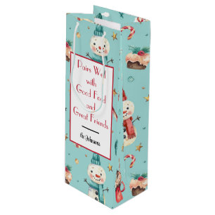 Cadeau Pour Bouteille Nom, Snowman & Sweet Holiday Vins de vacances Sac 