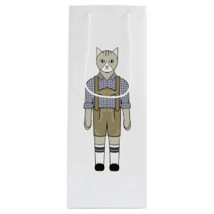 Cadeau Pour Bouteille Sac de vin de chats d'Oktoberfest bleu et vert