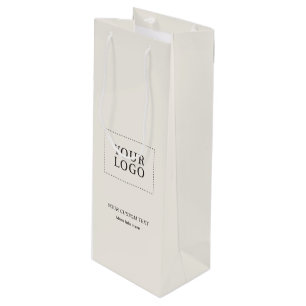 Cadeau Pour Bouteille Sac en papier vin simple logo minimaliste ivoire p