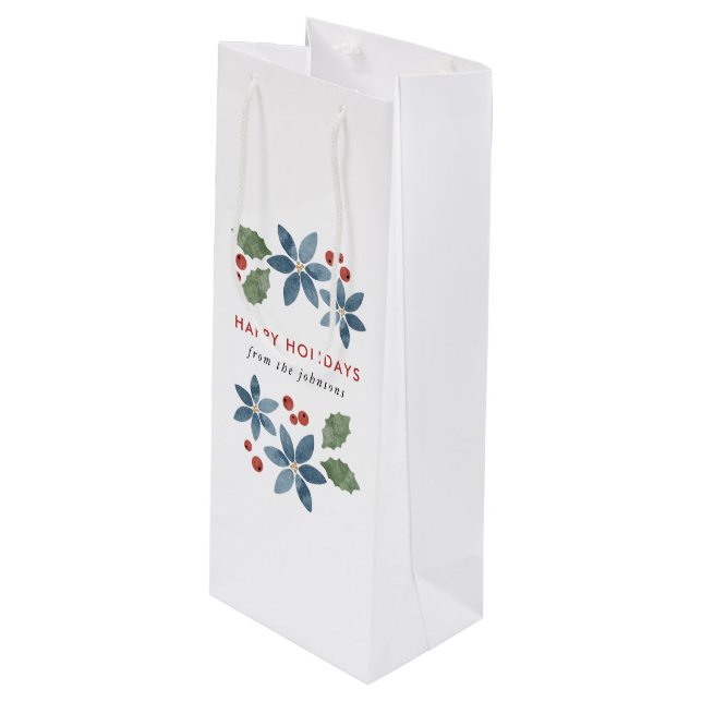 Cadeau Pour Bouteille Sac floral de vin de vacances (Devant Angle)