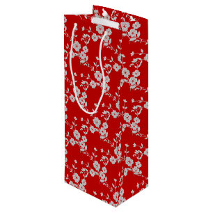 Cadeau Pour Bouteille Spray Floral Style 1, Sac Rouge-Blanc-1 VIN