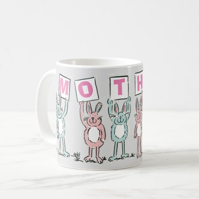 Cadeau pour mère avec lapins amusants Café Mug (Devant gauche)