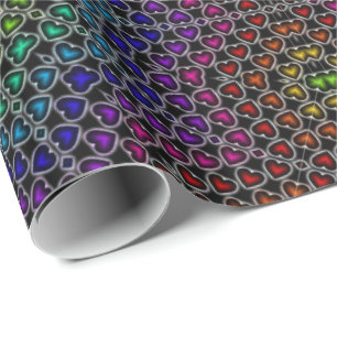 Cadeau Rainbow Kaleidoscope Coeurs Motif papier d'envelop