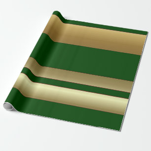 Cadeau Rayures vertes et papier d'emballage d'or