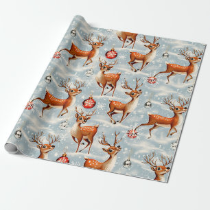Cadeau Reindeer de Noël rétro Vintage 3 Papier d'envelopp