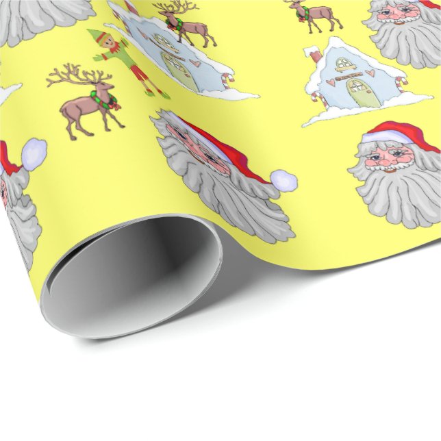 Cadeau Reindeer Noël Santa Claus Elf Wrapper Papier (Coin rond)