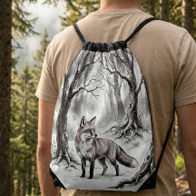Cadeau Renard d'Hiver - Sac à Dos à Cordon Sauvage