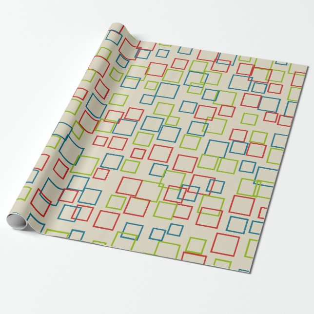 Cadeau Retro Anniversaire Carrés papier d'enveloppement (Déroulé)