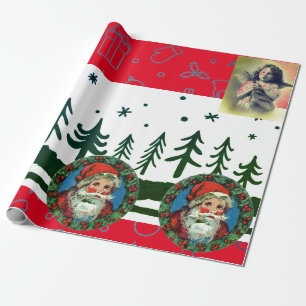 Cadeau RETRO CHRISTMAS PÈRE NOËL & ANGEL Papier à envelop