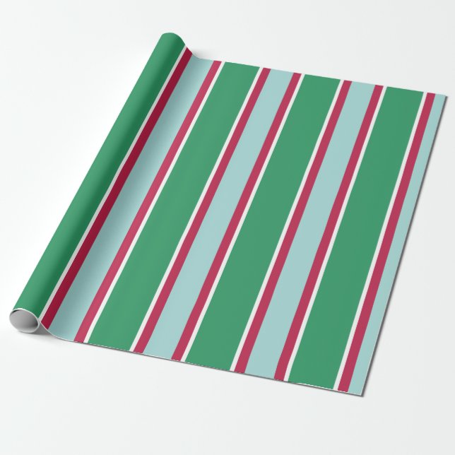 Cadeau Retro Noël Vacances Vert Rouge papier d'enveloppem (Déroulé)