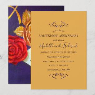Cadeau Rose d'or 50ème Mariage invitation de l'ann