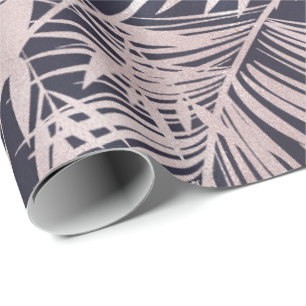 Cadeau rose feuille tropical papier d'enveloppement