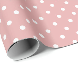 Cadeau Rose poussiéreux Papier blanc à enveloppement à