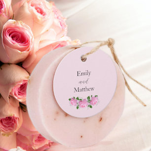 Cadeau Roses rose parfumé, Merci Mariage, Étiquettes cade