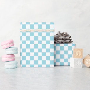 Cadeau Rouleau de papier d'emballage damier blanc et bleu