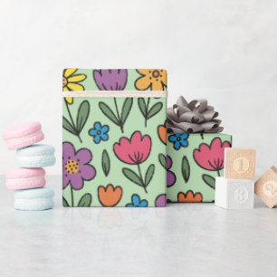Cadeau Rouleau de papier d'emballage de fleurs printanièr