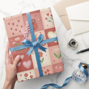 Cadeau Rouleau de papier d'emballage - Patchwork d'amour 