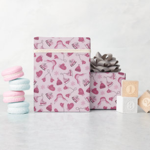 Cadeau Rouleau de papier d'emballage rose motif hiver des