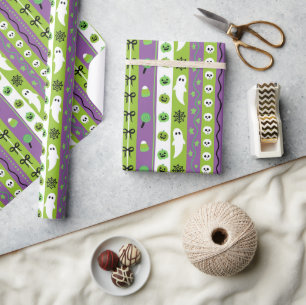 Cadeau Rouleau de papier Motif d'Halloween violet vert