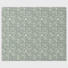 Sage Vintage Floral Bird Imprimer Papier d'emballa