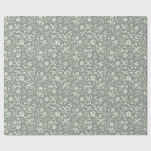 Cadeau Sage Vintage Floral Bird Imprimer Papier d'emballa