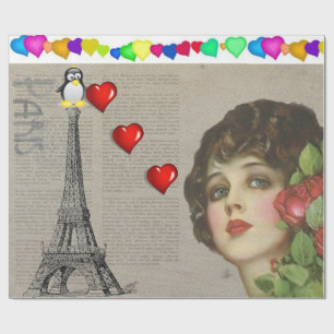 Cadeau Saint-Valentin Enveloppement papier Coeurs de ping