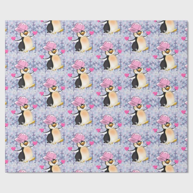 Cadeau Saint-Valentin Enveloppement papier Coeurs de ping (Plat)