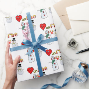 Cadeau Saint-Valentin Envelopper le papier Coeur Feu de n