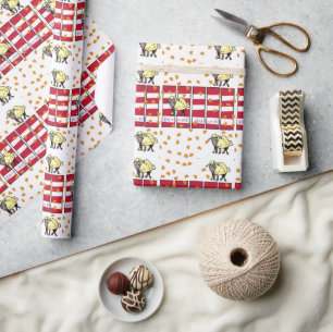 Cadeau Saint-Valentin Envelopper le papier Coeurs moutons