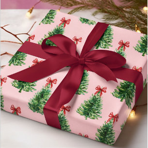 Cadeau Sapin de Noël avec Nœud Rouge Papier d'Emballage