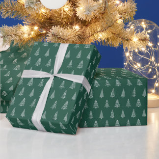 Cadeau Sapins de Noël sur rouleau de papier vert moderne