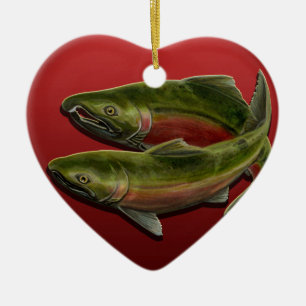 Cadeau saumoné personnalisé par ornement de pêche