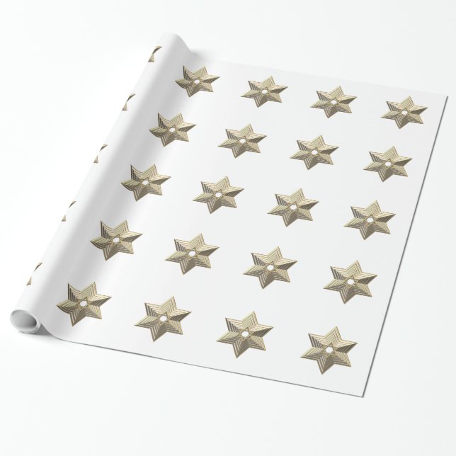 Cadeau Silver et Gold Star de David Wrapping Papier (Déroulé)