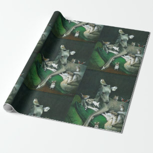 Cadeau Souris de whippet et papier d'emballage d'oiseaux