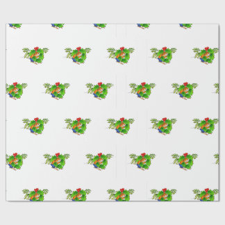 Cadeau souris mignonne avec le papier d'emballage de houx